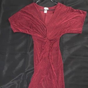 Crimson stretchy midi dress